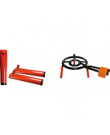 Patas Garcima instaladas en un paellero sobremesa