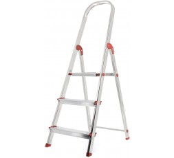 Escalera de aluminio Rolser Única de 3 peldaños abierta con arco de seguridad de 60 cm