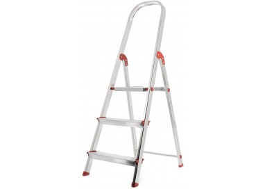 Escalera de aluminio Rolser Única de 3 peldaños abierta con arco de seguridad de 60 cm