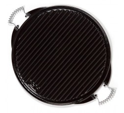 Plancha de hierro fundido esmaltada Garcima de 52 cm con doble cara (lisa y ondulada), compatible con gas y leña.