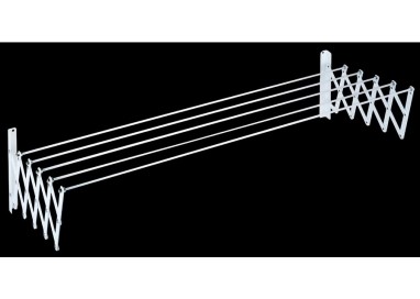 Tendedero extensible de pared tipo acordeón Secatot blanco de 140 cm de ancho y 70 cm de apertura
