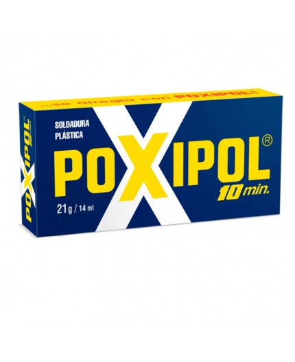 Caja de adhesivo Poxipol Gris bicomponente 10 minutos de 21g para reparaciones metálicas y plásticas