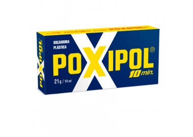 Caja de adhesivo Poxipol Gris bicomponente 10 minutos de 21g para reparaciones metálicas y plásticas