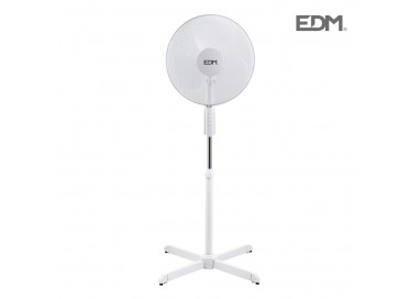 Ventilador de pie blanco potencia: 50w aspas: ø40cm altura regulable 110-130cm edm