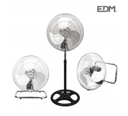 Ventilador industrial 3 en 1 (pie, suelo y pared) cromado potencia: 80w aspas: ø45cm altura regulable 165-185cm edm