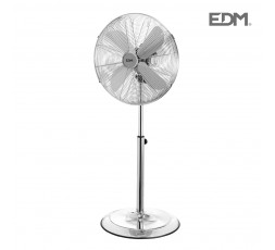 Ventilador de pie con base circular cromado potencia: 60w aspas: ø40cm altura regulable 90-116cm edm