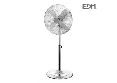 Ventilador de pie con base circular cromado potencia: 60w aspas: ø40cm altura regulable 90-116cm edm