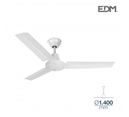 Ventilador de techo modelo industrial blanco potencia: 60w aspas: ø140cm con controlador de pared edm
