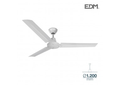 Ventilador de techo modelo mini industrial blanco potencia: 60w aspas: ø120cm con controlador de pared edm