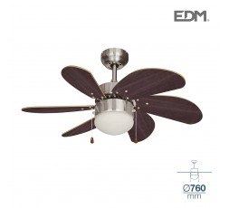 Ventilador de techo modelo aral wengue/niquel satinado potencia: 50w aspas: ø76cm edm