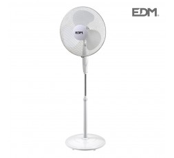 Ventilador de pie con base circular blanco potencia: 45w aspas: ø40cm altura regulable 110-130cm edm