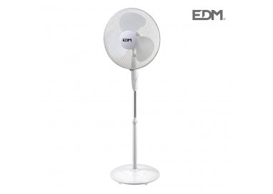 Ventilador de pie con base circular blanco potencia: 45w aspas: ø40cm altura regulable 110-130cm edm