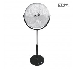 Ventilador de pie industrial con base circular cromado/negro potencia: 120w aspas: ø50cm altura regulable 118-148cm edm