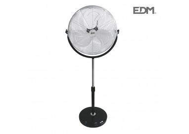 Ventilador de pie industrial con base circular cromado/negro potencia: 120w aspas: ø50cm altura regulable 118-148cm edm