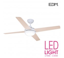 Ventilador de techo de led modelo chukotka madera/blanco potencia: 28w aspas: ø132cm con mando a distancia edm