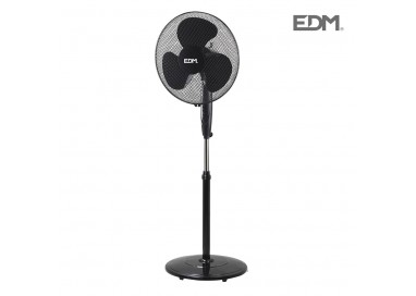 Ventilador de pie con base circular negro potencia: 45w aspas: ø40cm altura regulable 110-130cm edm
