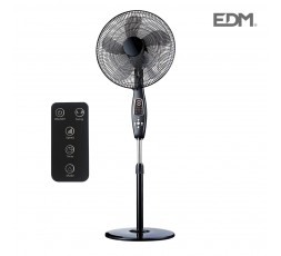 Ventilador de pie con mando a distancia negro potencia: 60w aspas: ø40cm altura regulable 110-130cm edm
