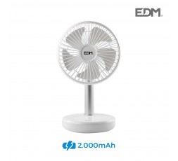 Ventilador de sobremesa recargable blanco potencia: 4w aspas: ø17cm 16,5x18,5cm edm