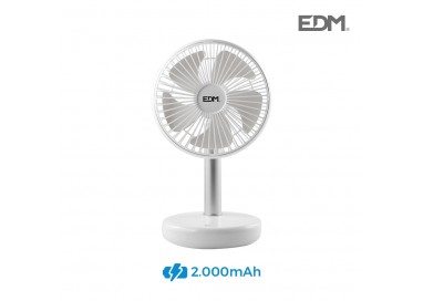 Ventilador de sobremesa recargable blanco potencia: 4w aspas: ø17cm 16,5x18,5cm edm