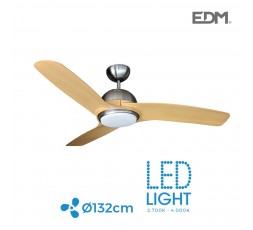 *ult.unidades* ventilador de techo de led modelo laptev imitacion madera/niquel potencia: 28w aspas: ø132cm con mando a dist ...