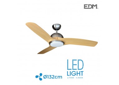 *ult.unidades* ventilador de techo de led modelo laptev imitacion madera/niquel potencia: 28w aspas: ø132cm con mando a dist ...