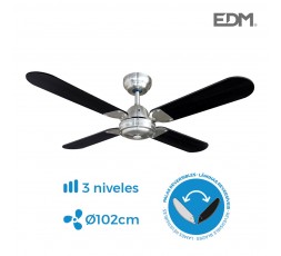 Ventilador de techo modelo balear negro/cromado potencia: 50w aspas: ø102cm con mando a distancia edm
