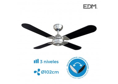 Ventilador de techo modelo balear negro/cromado potencia: 50w aspas: ø102cm con mando a distancia edm