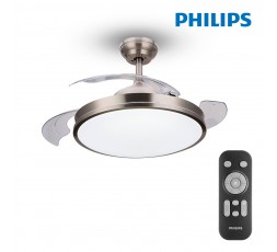 Ventilador techo de led modelo atlas nikel potencia: 28+35w aspas: ø106cm con mando a distancia philips