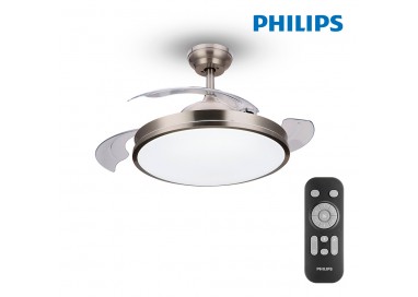 Ventilador techo de led modelo atlas nikel potencia: 28+35w aspas: ø106cm con mando a distancia philips