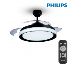 Ventilador techo de led modelo atlas negro potencia: 28+35w aspas: ø106cm con mando a distancia philips