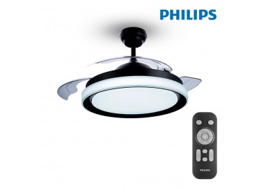 Ventilador techo de led modelo atlas negro potencia: 28+35w aspas: ø106cm con mando a distancia philips
