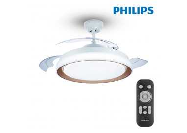Ventilador techo de led modelo atlas dorado potencia: 28+35w aspas: ø106cm con mando a distancia philips