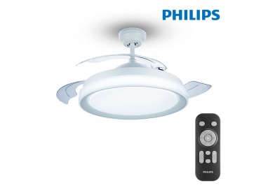 Ventilador techo de led modelo atlas blanco potencia: 28+35w aspas: ø106cm con mando a distancia philips