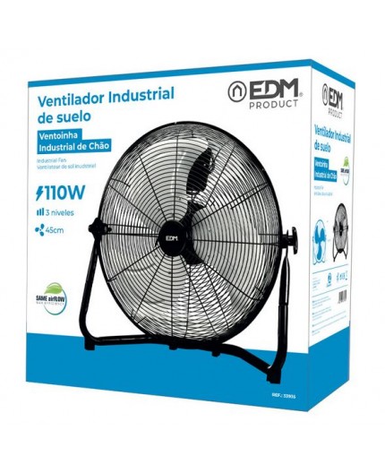 Ventilador industrial de suelo negro potencia: 110w aspas: ø45x54cm edm