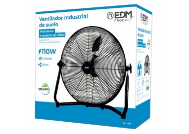 Ventilador industrial de suelo negro potencia: 110w aspas: ø45x54cm edm