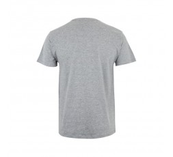 Camiseta laboral de manga corta con cuello redondo en color gris neutro para uniformes de trabajo. 2
