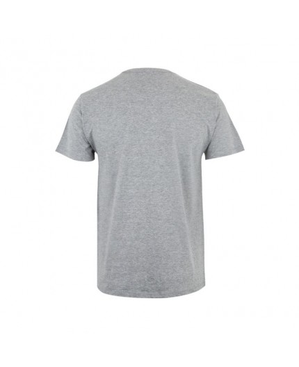 Vista frontal completa de la camiseta de manga corta con cuello redondo en color gris para ropa de trabajo