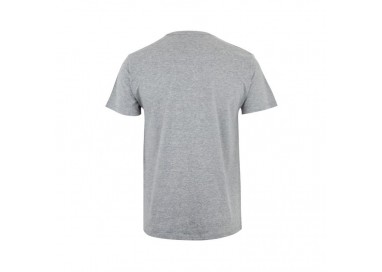 Vista frontal completa de la camiseta de manga corta con cuello redondo en color gris para ropa de trabajo