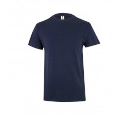 Vista frontal completa de la camiseta de manga corta con cuello redondo en color azul marino para ropa de trabajo.