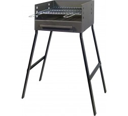 Barbacoa de hierro negro IMEX EL ZORRO con patas y parrilla cincada de 91x37x44 cm