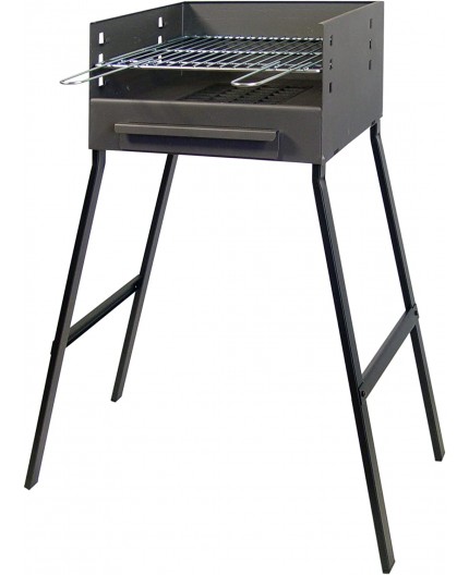 Barbacoa de hierro negro IMEX EL ZORRO con patas y parrilla cincada de 91x37x44 cm