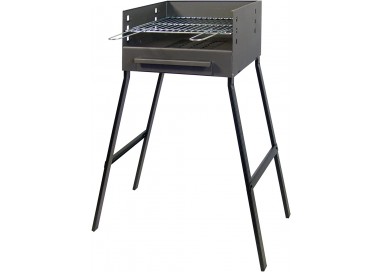 Barbacoa de hierro negro IMEX EL ZORRO con patas y parrilla cincada de 91x37x44 cm