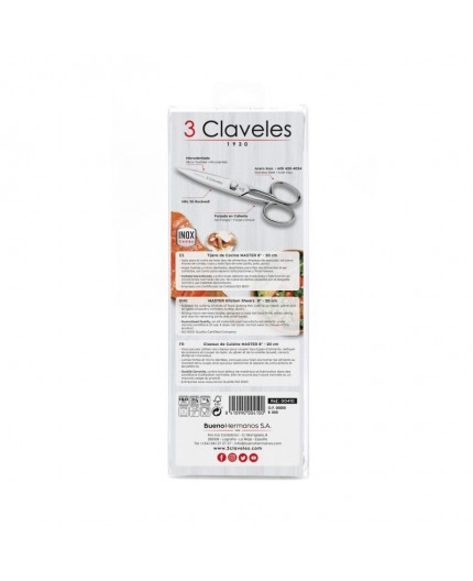 3 CLAVELES Tijera Cocina Master 8" – 00410