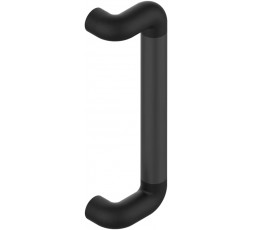 Vista frontal del manillón Micel en aluminio negro de 350 mm.