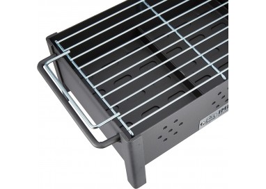Barbacoa portátil de sobremesa Imex El Zorro con cuerpo de hierro gris y asas laterales.