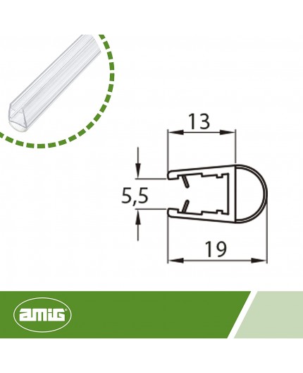 Junta Mampara Vidrio a Pared Mod. 230 2m | Amig 21774