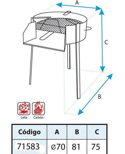-imex-el-zorro-71583-barbacoa-redonda-con-soporte-para-paella-diametro-70-x-75-cm-