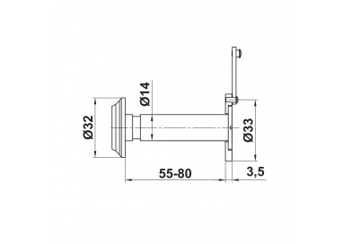 Dimensiones de mirilla AMIG para puertas 55-80mm.