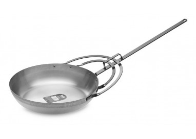 Sartén miguera Vaello de 40 cm en acero pulido con mango largo y refuerzo