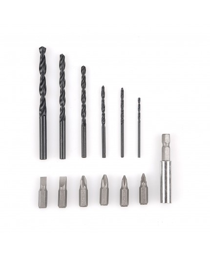 Vista completa del set taladro ALFA DYSER 12V.